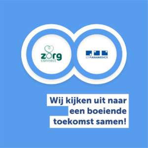Logo's van ZorgConnect en CT Paramedics die uitkijken naar een boeiende toekomst in de zorg.